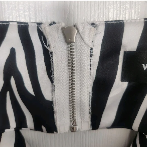 White Fox Boutique Size Small Zebra BLK Cut Out Halter Party Mini Dress $60 MSRP - Picture 5 of 8